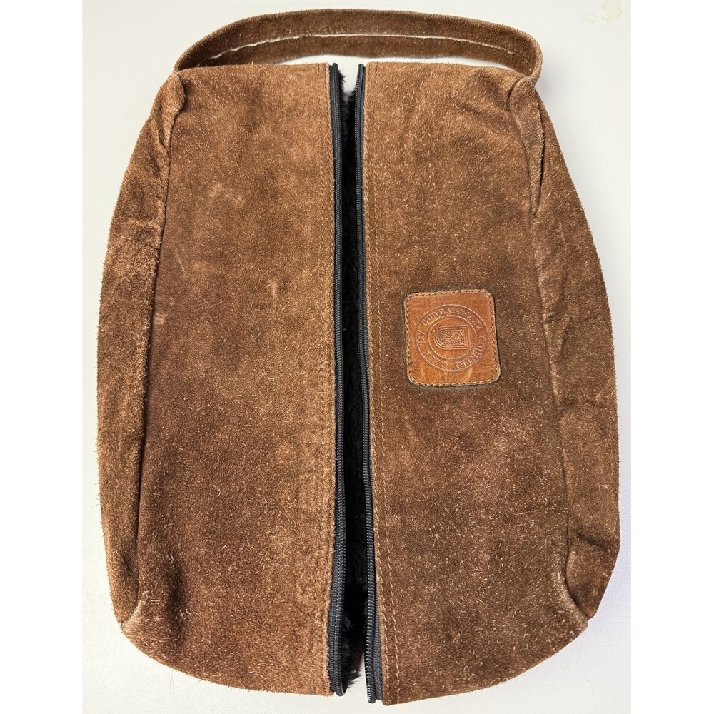 Suede Vtg Guadalajara Country‎ Club Golf Leather Shoe Bag Brown Slipper 3a